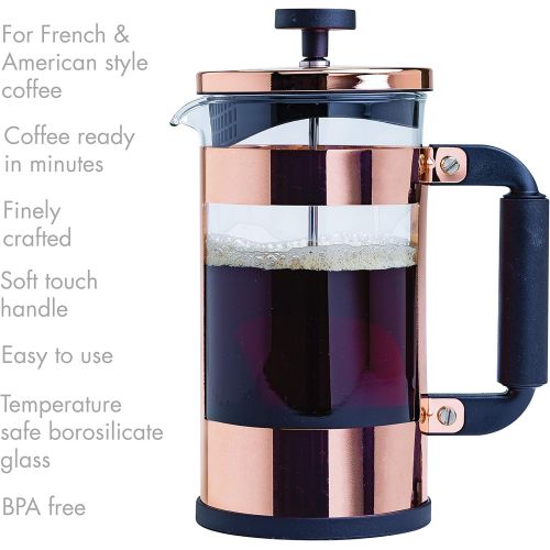  [아마존베스트]Primula Melrose French Tea Maker, Stainless Steel Coffee Press, Premium Filtration with No Grounds, Heat Resistant Borosilicate Glass, 8 Cup, Copper