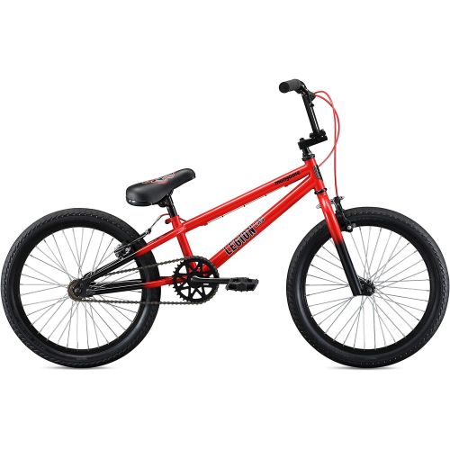  Mongoose Legion LSX Freestyle Sidewalk BMX Bike for-Kids, -Children and Beginner-Level to Advanced Riders, 20-inch Wheels, Hi-Ten Steel Frame, Micro Drive 25x9T BMX Gearing, Red (M