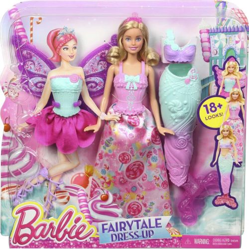 바비 Barbie Doll with Outfits and Accessories for 3 Fairytale Characters, a Princess, Mermaid and Fairy, Gift for 3 to 7 Year Olds