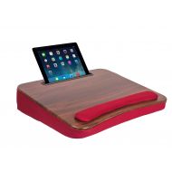 Sofia + Sam All Purpose Memory Foam Lap Desk (Burgundy and Wood Top) | Supports Laptops Up to 17 Inches