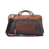 Canyon Outback Leather Goods, Inc. Canyon Outback Leather Goods Inc. Brody 18 Wool and Leather Duffel Bag, Grey/Tan - Full Grain Leather and Premium Wool Overnight Weekender Bag - Perfect Travel Bag or Gym Bag