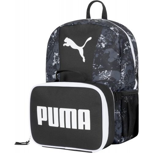 푸마 PUMA unisex child Evercat & Lunch Kit Combo Backpacks, Black Camo, Youth Size US