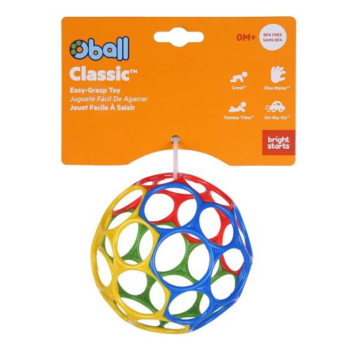 브라이트스타트 [무료배송]Bright Starts Oball Classic Ball - Red, Yellow, Green, Blue, Ages Newborn +