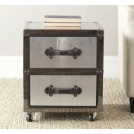 Safavieh Home Collection Gage Black and Silver 2 Drawer Rolling Chest