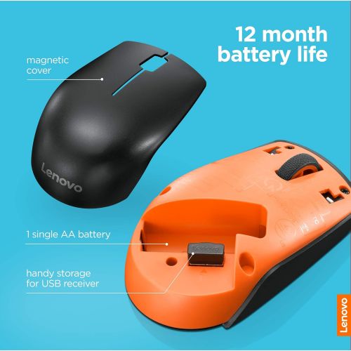 레노버 Lenovo 300 Wireless Compact Mouse, Black, 1000 dpi, Ultra-portable design, Up to 12 months battery life, GX30K79402