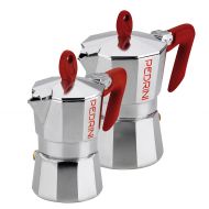 Pedrini: 1 Cup + 3 Cup Espresso Coffee Pots (2 Pieces), Polished Aluminium