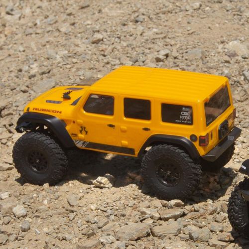  Axial SCX24 2019 Jeep Wrangler JLU CRC RC Crawler 4WD Truck RTR with LED Lights, 3-Ch 2.4GHz Transmitter, Battery, and USB Charger: (Yellow) AXI00002T2