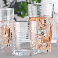 [아마존베스트]Gift Essentials Glassware Set - Set of 8-Piece Tumbler and Rocks Glass Set - Includes 4 Cooler Glasses (17oz) and 4 Rocks Glasses (13oz), - for Mixed Drinks, Water, Juice, beer, Wi