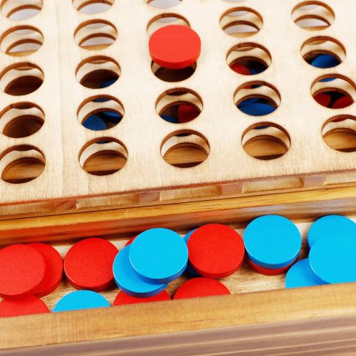 Glintoper Tic Tac Toe & 4 in a Row Tables Game Set, Classic Board Line Up 4 Game for Living Room Rustic Table Decor and Use as Game Top Wood Guest Room Decor Strategy Board Games f