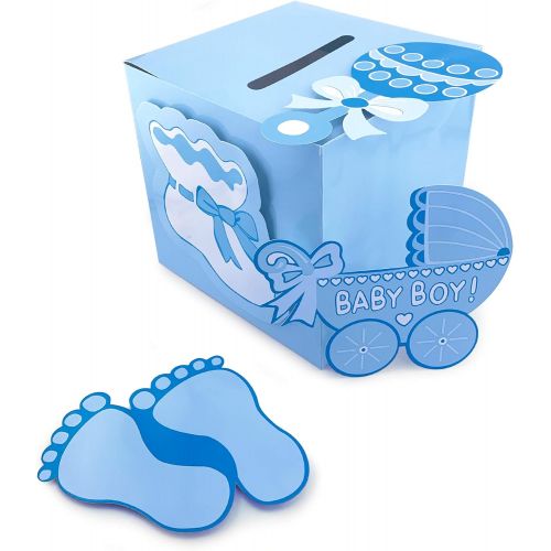  Tytroy Baby Shower Wishing Well Card Box Cute Decoration Rattle Pretty Keepsake Carriage (Blue)