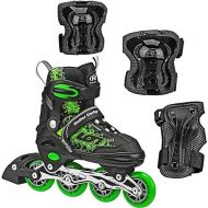 Roller Derby ION 7.2 Inline Skates with Protective Gear, Aluminum Frames, Adjustable Sizing, Tri-Pack Protective Gear Included