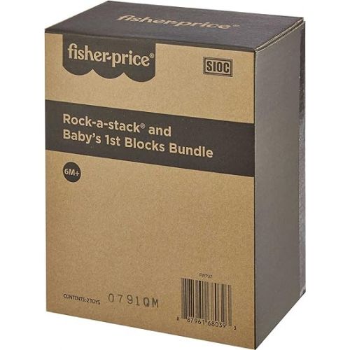 피셔프라이스 Fisher-Price Infant Gift Set with Baby’s First Blocks (10 Shapes) and Rock-a-Stack Ring Stacking Toy for Ages 6+ Months (Amazon Exclusive)