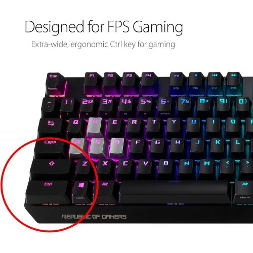 아수스 ASUS RGB Mechanical Gaming Keyboard - ROG Strix Scope Cherry MX Red Switches 2X Wider Ctrl Key for FPS Precision Gaming Keyboard for PC