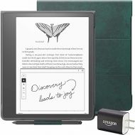 Kindle Scribe Essentials Bundle including Kindle Scribe (64 GB), Premium Pen, Brush Print Leather Folio Cover with Magnetic Attach - Foliage Green, and Power Adapter