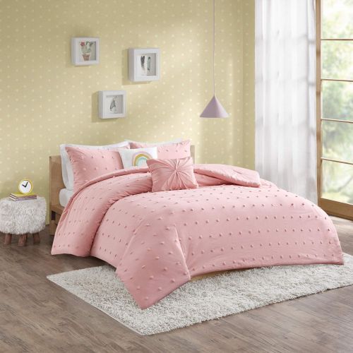  [아마존베스트]Urban Habitat Kids Callie Cotton Jacquard Pom Comforter Set, Twin, Pink
