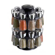 Cole & Mason Herb and Spice Rack with Spices - Revolving Countertop Carousel Set Includes 20 Filled Glass Jar Bottles