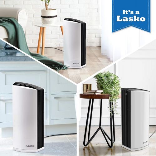  Lasko LP300 HEPA Tower Air Purifier with Timer for a Cleaner, Fresher Home Environment ? 2-Stage Filtration Removes Smoke, Odors, Pet Dander, Virus Sized Particles, Pollen, Dust an