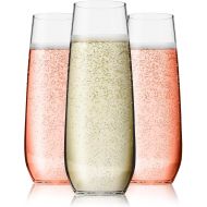 [아마존베스트]Vivocci Unbreakable Heavy Duty Reusable Plastic Stemless Champagne Flutes 8.5oz Ideal for Cocktails & Sparkling Wine Perfect for Wedding Parties | Tritan Glassware | Dishwasher Saf