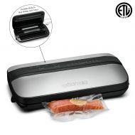 Nutri Gourmia GVS455 Vacuum Sealer - Preserve & Store Food - Vacuum for Sous Vide - 8 Versatile Functions - Canister Compatible  Includes Bags w/Built In Holder & Cutter  Stainless Ste