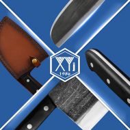 Authentic XYJ Since 1986,Outstanding Ancient Forging,6.7 Inch Full Tang,Serbian Chefs knife,Chef Meat Cleaver,Kitchen Knives,Set with Leather Sheath,Take Carrying,Butcher,for Campi
