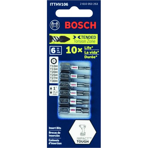  Bosch ITTHV106 6 pc. Impact Tough 1 In. Torx Screwdriving Bit Set