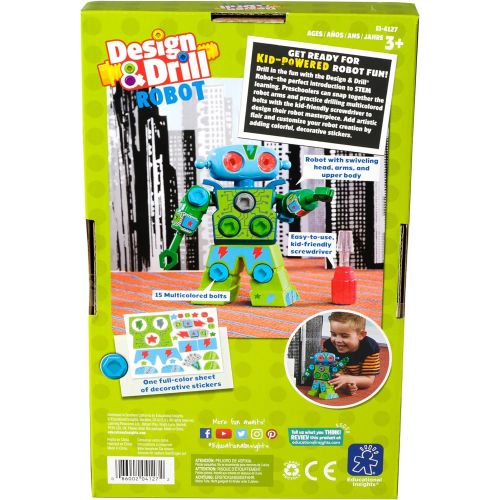  [아마존베스트]Educational Insights Design & Drill Robot: Kid-Powered Introduction to STEM for Preschoolers, Great Gifts for Boys & Girls 3+