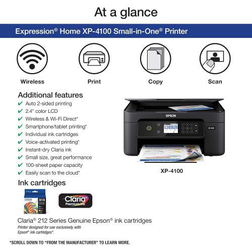 엡손 Epson Expression Home XP-4100 Wireless Color Printer with Scanner and Copier