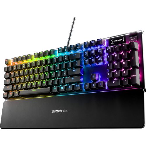  [아마존베스트]SteelSeriesApex5Hybrid Mechanical Gaming Keyboard  Per-Key RGB Illumination  Aircraft Grade Aluminum Alloy Frame  OLED Smart Display (Hybrid Blue Switch)