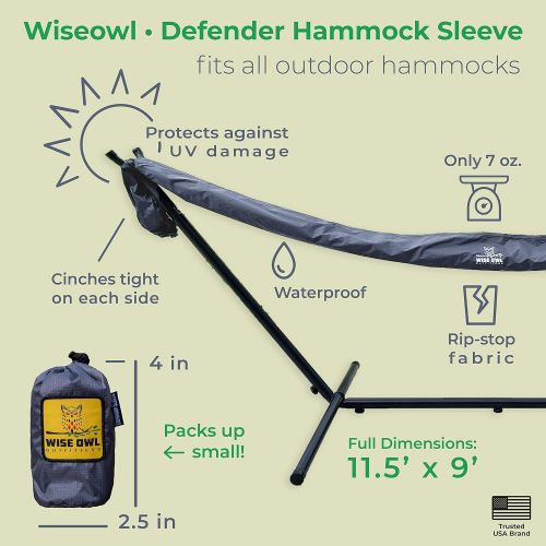  Wise Owl Outfitters Hammock Sleeve - Snakeskin Defender Camping Hammock Cover for Rain - Universal, Waterproof Protection for Rain Fly, Tarps and Camping Gear