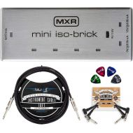 MXR M239 Mini Iso-Brick Isolated Power Supply for Effects Pedals Bundle with Blucoil 10-FT Straight Instrument Cable (1/4in), 2-Pack of Pedal Patch Cables, and 4-Pack of Celluloid