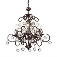 EDVIVI Edvivi 5-Light Antique Copper Finish Iron and Crystal Chandelier | Glam Lighting
