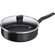 Tefal C26732 Start'Easy Saute Pan with Cover 24 cm Aluminium Titanium Non-Stick Coating Thermal Signal Technology Thermal Fusion Base for All Hobs Includes Induction Black