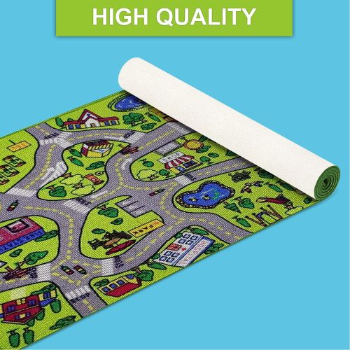  [아마존베스트]Toyvelt Kids Carpet Playmat Car Rug  City Life Educational Road Traffic Carpet Multi Color Play Mat - Large 60” X 32” Best Kids Rugs for Playroom & Kid Bedroom  for Ages 3 - 12 Y