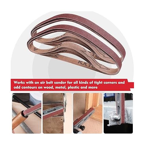  WORKPRO 24 Pack 1/2 x 18 Inch Sanding Belts, Aluminum Oxide Abrasive Belts, 4 Each of 40/60/80/120/180/240 Grits, Belt Sander Tool for Woodworking, Metal Polishing, Red