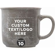 DISCOUNT PROMOS Custom Marble Campfire Coffee Mugs 13 oz. Set of 10, Personalized Bulk Pack - Ceramic, Perfect for Coffee, Tea, Espresso, Hot Cocoa, Other Beverages - Grey