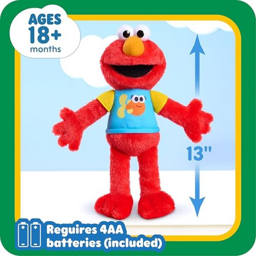  SESAME STREET 13-inch Sing-Along Plush Elmo with Lights and Sounds, Super-Soft and Huggable, Kids Toys for Ages 18 Month by Just Play
