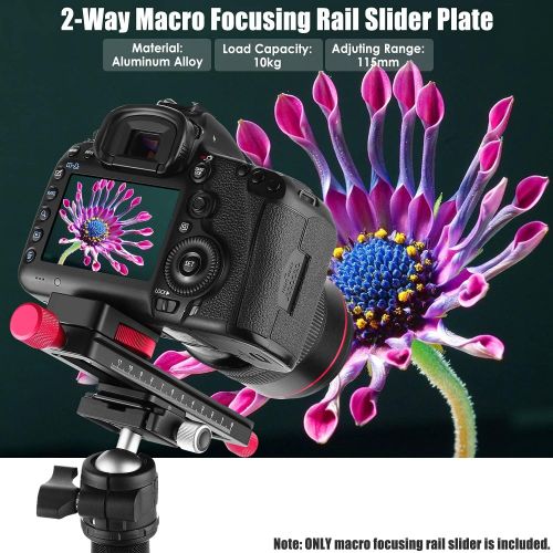 니워 [아마존베스트]Neewer All Metal Wormdrive Macro Focusing Focus Rail Slider/Close-up Shooting Clamp Plate: 115mm Adjustment with 1/4 inch Screw Head for DSLR Cameras,Tripod Ballhead, Arca/RRS Leve