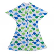 SleepingBaby Blue and Green Whales Zipadee-Zip Swaddle Transition Small 4-8 Months (12-19 lbs, 25-29 inches)