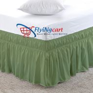 Flying Cart Soft Finish Long Staple 100% Egyptian Cotton 800 Thread Count Full-XL Size Elastic Fit Dust Ruffle Wrap Around Bed Skirt 12 Inch Drop Length Moss Solid