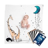JumpOff Jo - 100% Cotton Baby Blanket Swaddle and Milestone Photo Cards Bundle - 1 Blanket,...