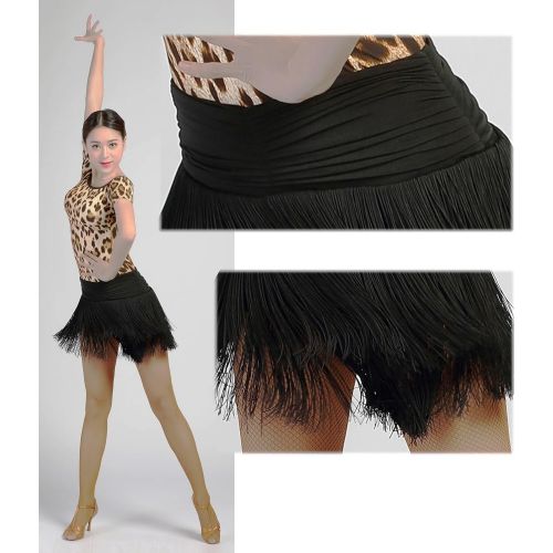  GloriaDance G2002 Latin Ballroom Dance Professional Two Layer Tassels Swing Skirt