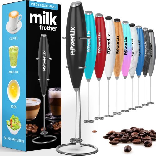  PowerLix Milk Frother Handheld Battery Operated Electric Foam Maker For Coffee, Latte, Cappuccino, Hot Chocolate, Durable Drink Mixer With Stainless Steel Whisk, Stainless Steel St