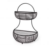 Gourmet Basics by Mikasa 5153170 2-Tier Flatback Metal Storage Basket Rope