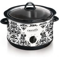 Crock Pot 4.5 Quart Manual Slow Cooker, Damask Pattern, White
