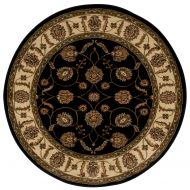 Rug Squared Mariposa Traditional Round Rug (MAR09), 5-Feet 3-Inches by 5-Feet 3-Inches, Black