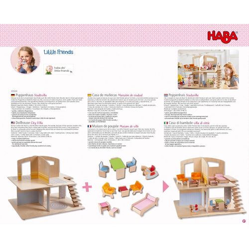  HABA Little Friends Dollhouse Town Villa with 10 Pieces of Furniture