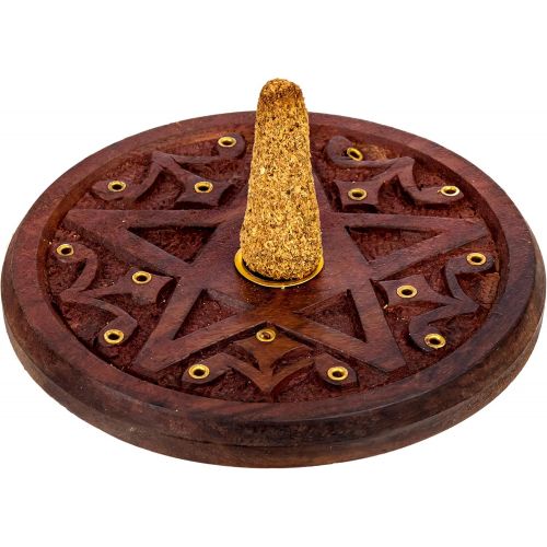  인센스스틱 Alternative Imagination Pentagram Round Wooden Incense Holder for Incense Sticks and Cones