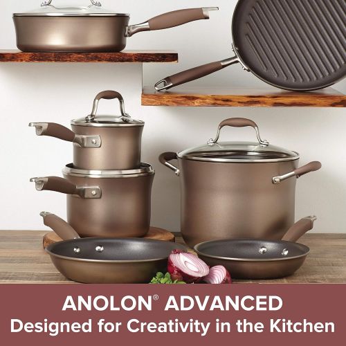  Anolon Advanced Nonstick Cookware Pots and Pans Set, 11 Piece, Bronze