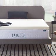 LUCID 3 Inch Ventilated Memory Foam Mattress Topper 3-Year U.S. Warranty - Queen