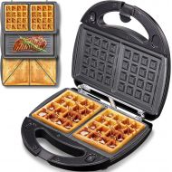 [아마존베스트]Yabano Sandwich Maker, Waffle Maker, Sandwich Grill, 3-in-1 Detachable Non-stick Coating, LED Indicator Lights, Cool Touch Handle, Anti-Skid Feet, Black